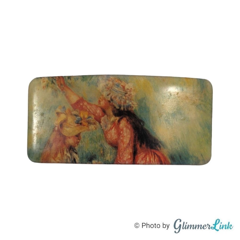 Renoir Girls In Garden Impressionist Art Print Rectangular French Hair Clip